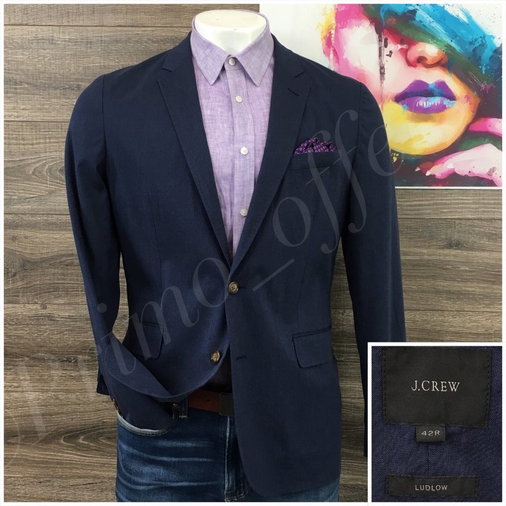 J Crew Ludlow Mens Blazer Sport Coat Two Button Jacket Cotton 42R Casual Suits